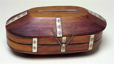 Lot 120 - Eskimo Wood Lidded Box Set with engraved ivory...