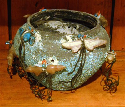 Lot 173 - Zuni Pottery Fetish Bowl With eight attached...