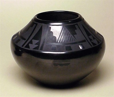 Lot 168 - San Ildefonso Blackware Pottery Jar Adam and...