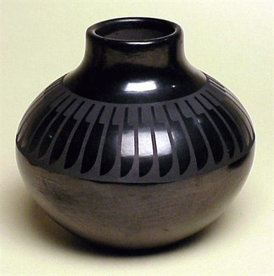 Lot 166 - San Ildefonso Blackware Pottery Jar Maria...