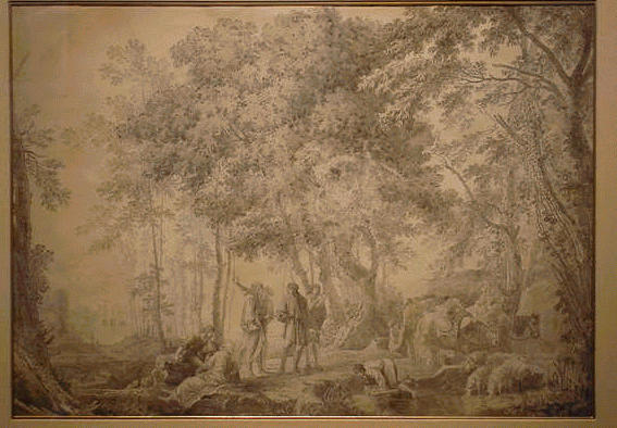 Lot 17 - Follower of Claude Lorrain LANDSCAPE WITH...