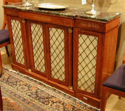 Lot 400 - Regency Style Marble Top Mahogany Side Cabinet