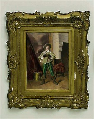 Lot 624 - French Enamel Plaque After Meissonier,...