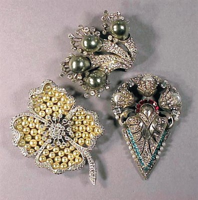 Lot 140 - Group of Three Evening Pins Comprising Deco...