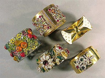 Lot 231 - Group of Five Cuff Bracelets Comprising...