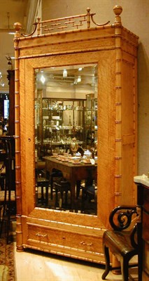 Lot 301 - Victorian Faux Bamboo and Figured Maple Armoire