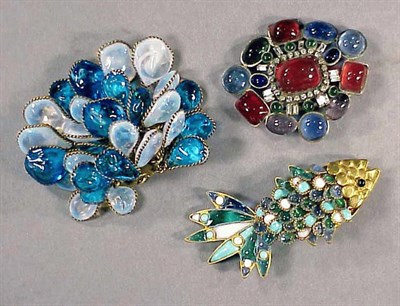Lot 200 - Group of French Pins Comprising teal blue and...