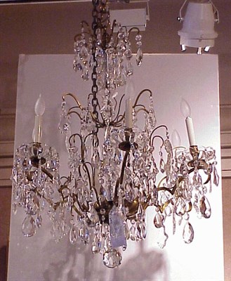 Lot 514 - Rococo Style Brass Six-Light Chandelier