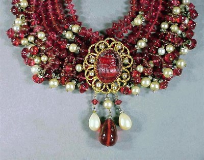 Lot 224 - Pate de Verre Scarab Necklace Comprising five...