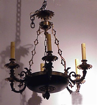 Lot 510 - Empire Style Six-Light Metal Chandelier