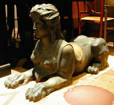 Lot 145 - Pair of Bronze Recumbent Sphinxes