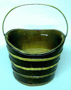 Lot 396 - George III Brass-Bound Oak Peat Bucket Of...