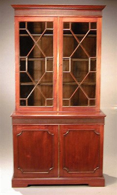 Lot 416 - George III Mahogany Bookcase Cabinet In two...