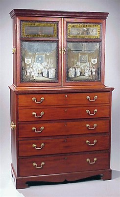 Lot 588 - Rare Export Ebony-Inlaid Bureau Bookcase with...