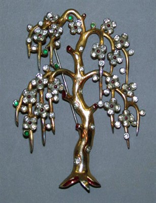 Lot 374 - Trifari Willow Tree Pin Circa 1942 Red and...