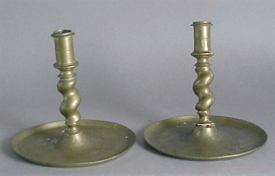 Lot 318 - Pair of Flemish Baroque Brass Candlesticks...