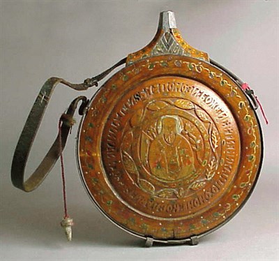 Lot 320 - Russian Metal-Mounted Carved and Painted Wood...
