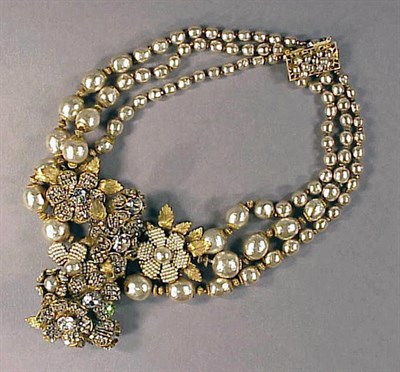 Lot 176 - Miriam Haskell Necklace Three strands of...