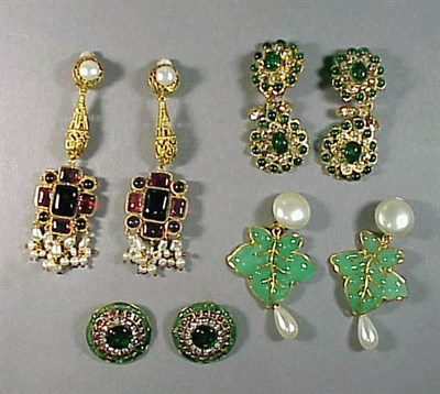 Lot 195 - Group of Chanel Pate de Verre Earrings...