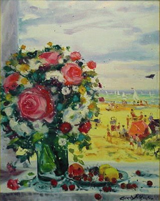 Lot 43 - Georges Yoldjoglou Continental, b. 1935 FLEURS...