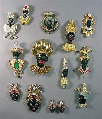 Lot 325 - Group of Blackamoor Jewelry Comprising pins...
