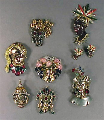 Lot 338 - Group of Face Jewelry Comprising seven pins of...