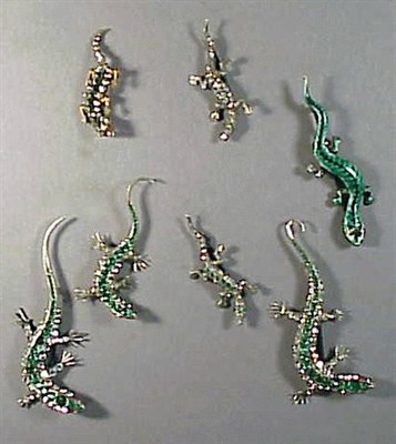 Lot 252 - Group of Lizard Pins Comprising six of faux...