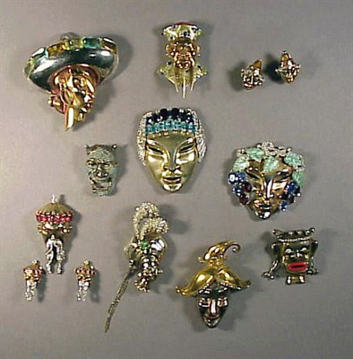 Lot 339 - Group of Face Pins Including Chinese gentleman,...