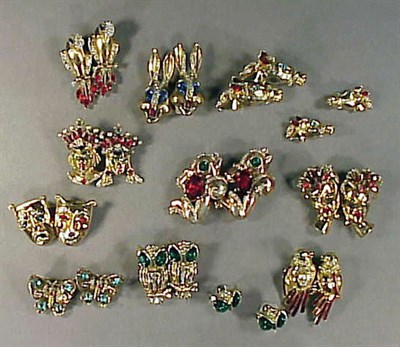 Lot 355 - Group of Ten Duet Pins Including owls, king...
