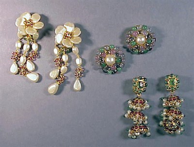 Lot 194 - Three Pairs of Chanel Earrings Comprising...