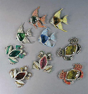 Lot 257 - Group of Nine Trifari Aqua Vitae Pins...