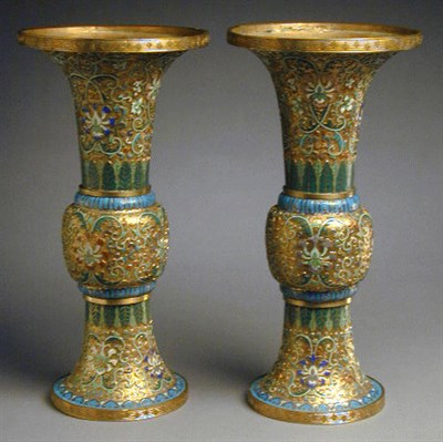 Lot 197 - Pair of Gilt-Copper and Champleve Gu...