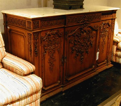 Lot 172 - Louis XIV Style Marble Top Oak Sideboard
