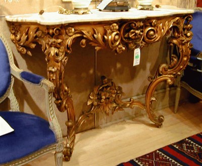 Lot 522 - Louis XV Style Marble Top Gilt-Wood Console