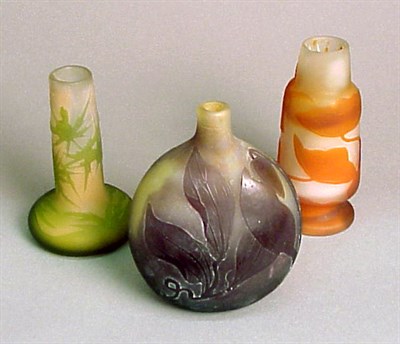 Lot 173 - Group of Three Galle Cameo Glass Cabinet Vases...