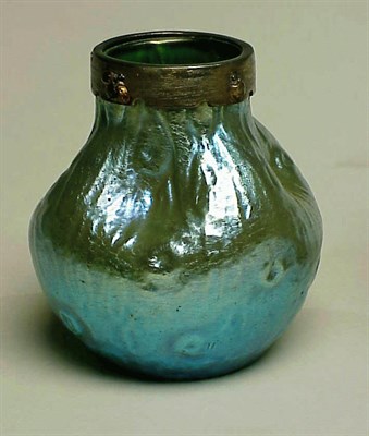 Lot 385 - Unsigned Loetz Metal-Mounted Glass Vase Of...