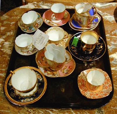 Lot 452 - Group of Ten Porcelain Teacups and Saucers