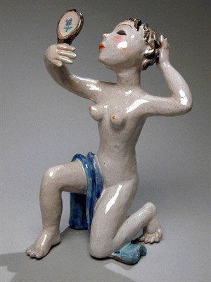 Lot 492 - Austrian Pottery Figure Depicting a kneeling...
