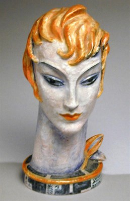 Lot 491 - Austrian Pottery Head With brightly colored...