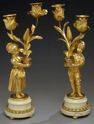 Lot 512 - Pair of Louis XVI Gilt-Bronze Figural...