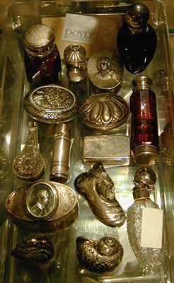 Lot 434 - Group of Silver and Glass Snuff Boxes and...