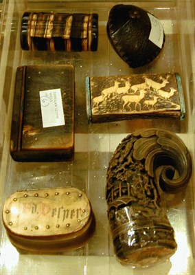Lot 306 - Group of Five Horn Snuff Boxes