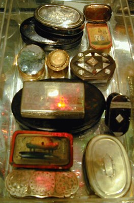 Lot 352 - Group of Tin, Silver Plate and Metal Snuff...