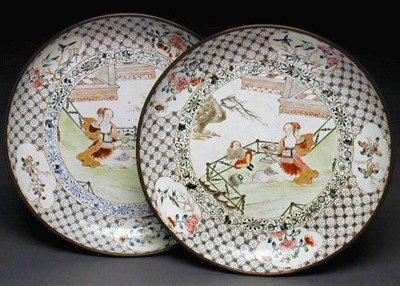 Lot 189 - Rare Pair of European Subject, Painted Enamel...
