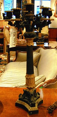 Lot 488 - Pair of Empire Style Bronze Six-Light Candelabra