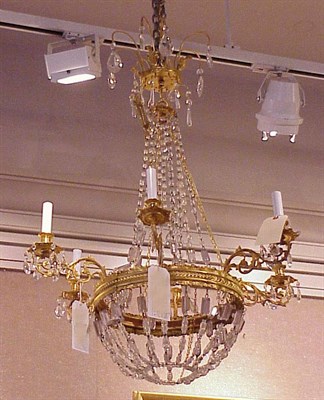 Lot 513 - Regency Style Gilt-Bronze Six-Light Chandelier