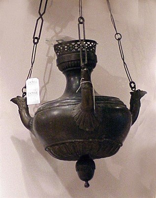 Lot 503 - Classical Style Bronze Hanging Fluid Lamp