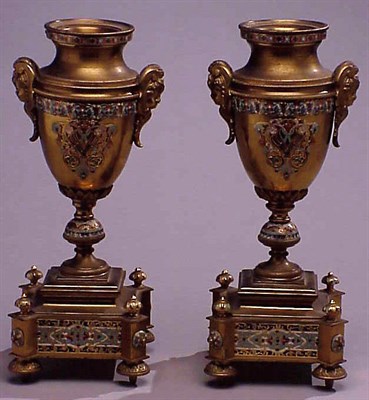 Lot 589 - Pair of Gilt-Bronze and Champleve Enamel...