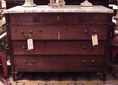 Lot 100 - Louis XVI Style Marble Top Mahogany Commode
