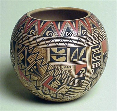 Lot 162 - Hopi Polychrome Pottery Jar Rondina uma, Tewa...
